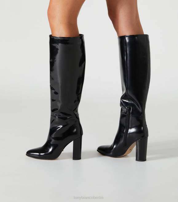 kniehohe Stiefel| de Tony Bianco Frauen Boss-Kalbsstiefel Schwarz hochglänzend 4624437